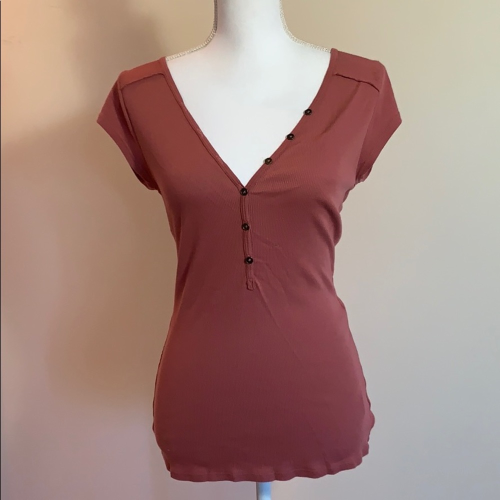 Salmon - Ribbed T-shirt